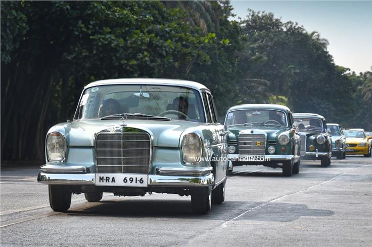The convoy of classic Mercedes-Benz cars rolled off from Taj Lands End in Bandra to Worli Sea Face and back as part of the rally. 